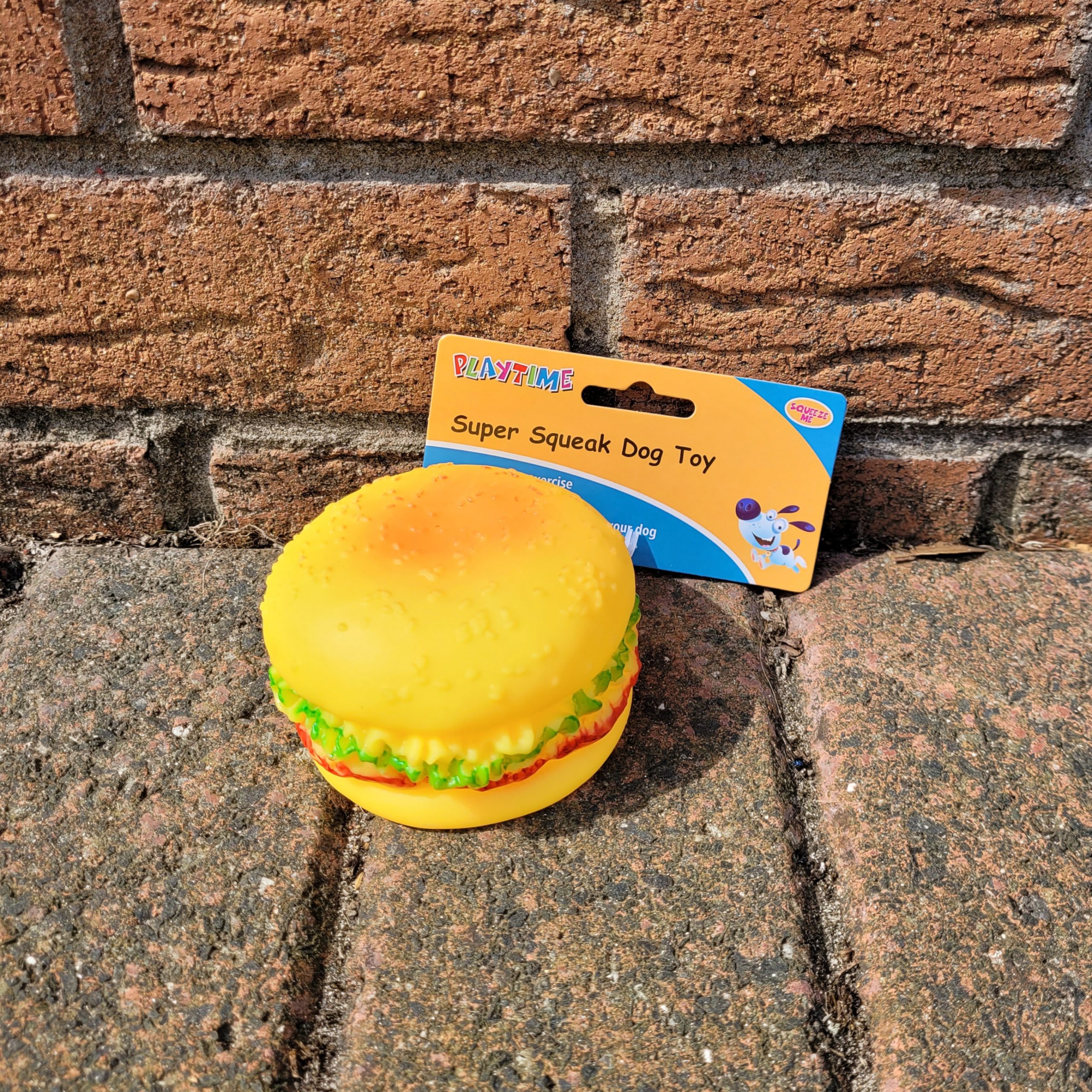 Playtime Playtime Super Squeak Yellow Burger - Practical Dog Training